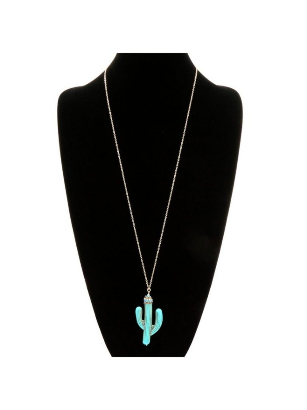 Fashion Cactus Pendant Necklace - JCNE2599GDTQ